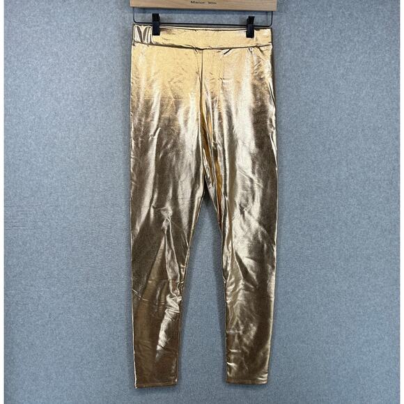 J2 Love Pants Womens Size M Gold Metallic Pull On Elastic Waist Polyester Blend - Picture 1 of 11